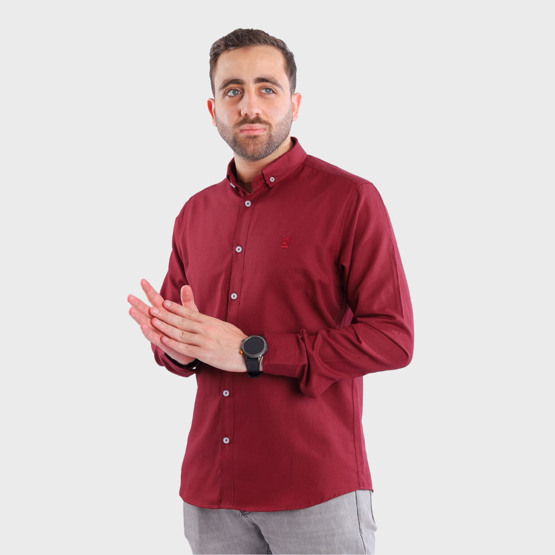 Oxford Cotton Shirt - Burgundy
